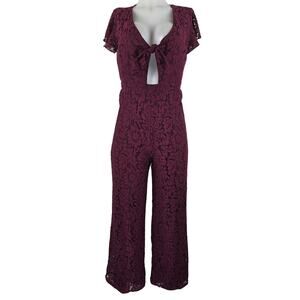 Sage The Label LIned Lace Maroon Wide Leg Business Date Casual Jumpsuit XS